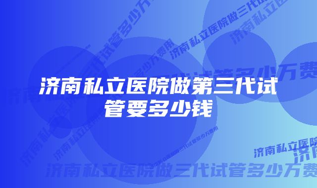 济南私立医院做第三代试管要多少钱