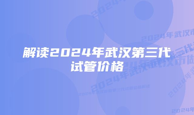 解读2024年武汉第三代试管价格