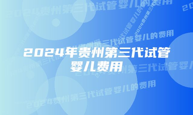 2024年贵州第三代试管婴儿费用