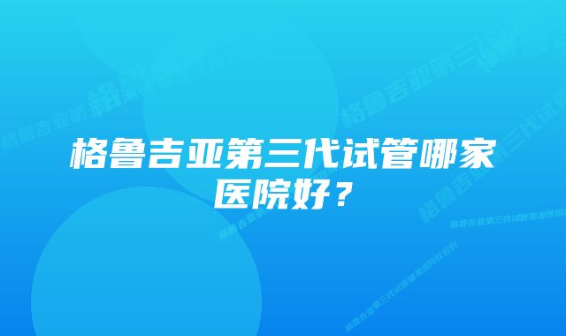 格鲁吉亚第三代试管哪家医院好？