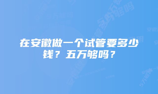 在安徽做一个试管要多少钱？五万够吗？