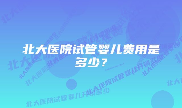 北大医院试管婴儿费用是多少？