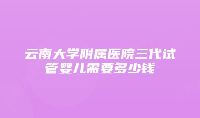 云南大学附属医院三代试管婴儿需要多少钱