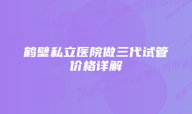 鹤壁私立医院做三代试管价格详解