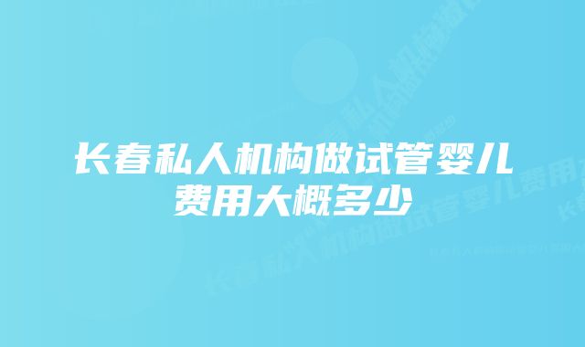 长春私人机构做试管婴儿费用大概多少