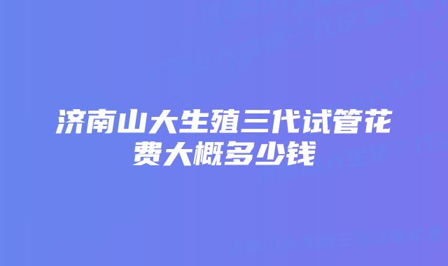 济南山大生殖三代试管花费大概多少钱