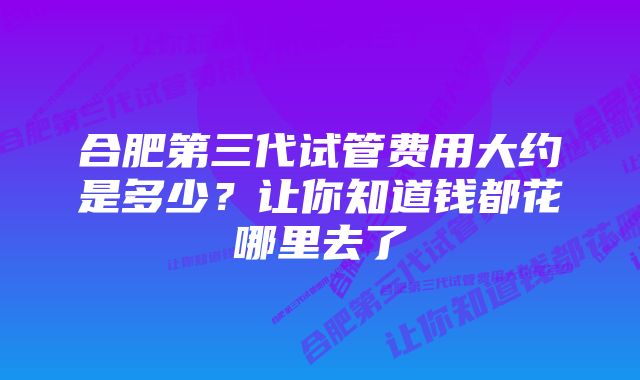 合肥第三代试管费用大约是多少？让你知道钱都花哪里去了