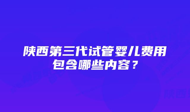 陕西第三代试管婴儿费用包含哪些内容？