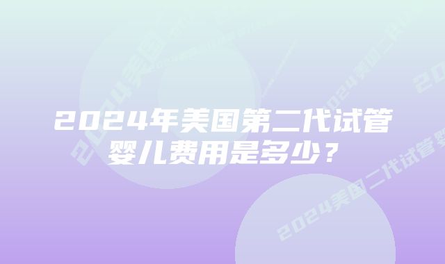 2024年美国第二代试管婴儿费用是多少？