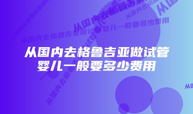 从国内去格鲁吉亚做试管婴儿一般要多少费用