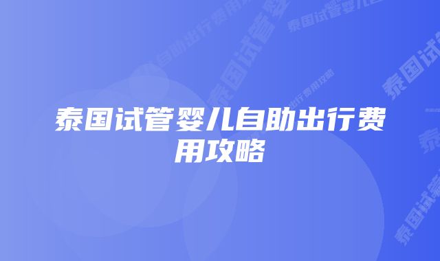 泰国试管婴儿自助出行费用攻略