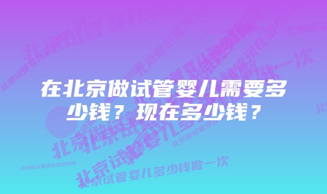 在北京做试管婴儿需要多少钱？现在多少钱？