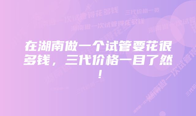 在湖南做一个试管要花很多钱，三代价格一目了然！