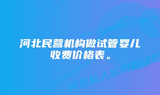 河北民营机构做试管婴儿收费价格表。