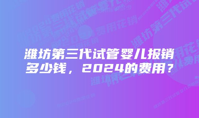 潍坊第三代试管婴儿报销多少钱，2024的费用？