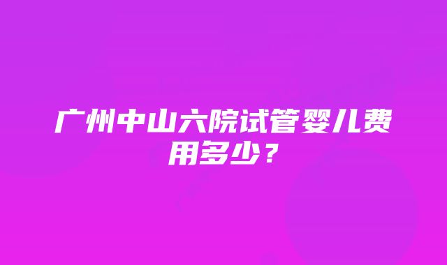 广州中山六院试管婴儿费用多少？