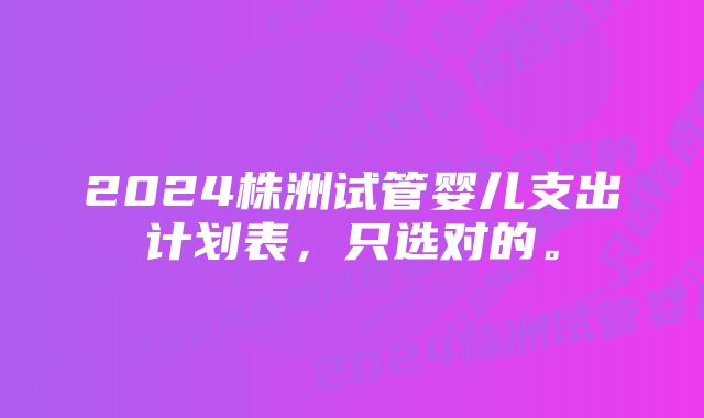 2024株洲试管婴儿支出计划表，只选对的。