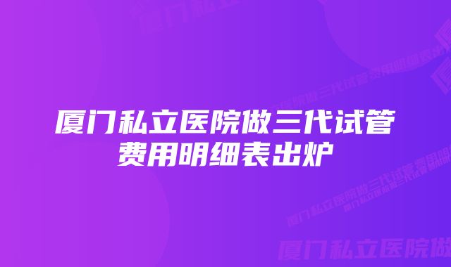 厦门私立医院做三代试管费用明细表出炉