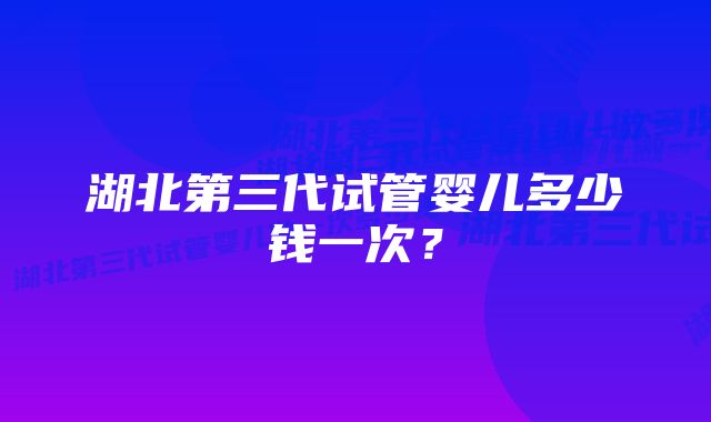 湖北第三代试管婴儿多少钱一次？