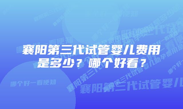 襄阳第三代试管婴儿费用是多少？哪个好看？