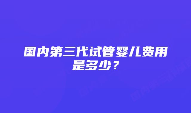 国内第三代试管婴儿费用是多少？