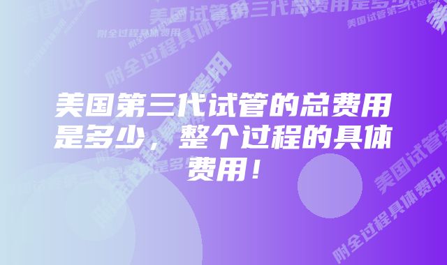 美国第三代试管的总费用是多少，整个过程的具体费用！