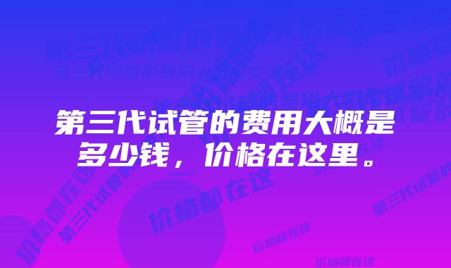 第三代试管的费用大概是多少钱，价格在这里。