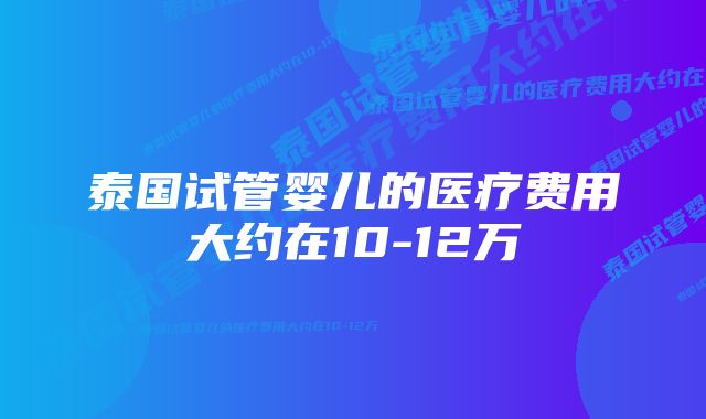 泰国试管婴儿的医疗费用大约在10-12万