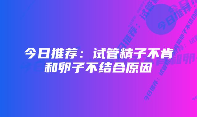 今日推荐：试管精子不肯和卵子不结合原因