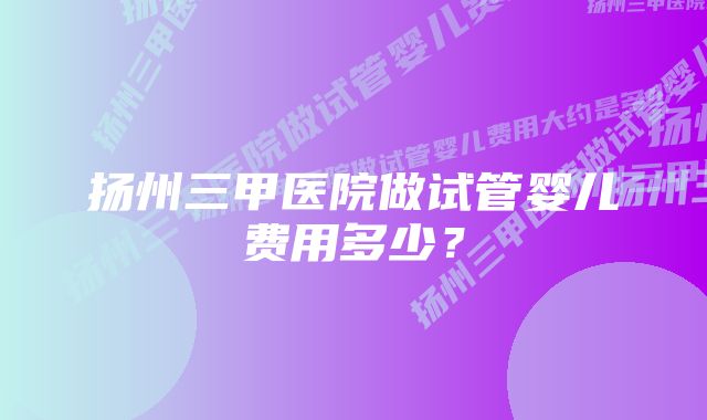 扬州三甲医院做试管婴儿费用多少？