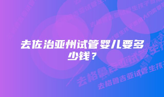 去佐治亚州试管婴儿要多少钱？