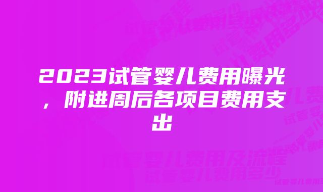 2023试管婴儿费用曝光，附进周后各项目费用支出