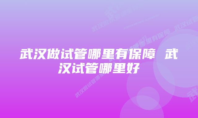 武汉做试管哪里有保障 武汉试管哪里好