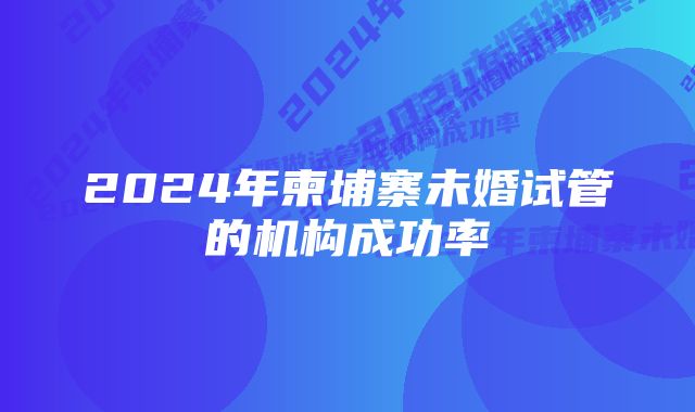 2024年柬埔寨未婚试管的机构成功率