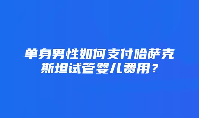 单身男性如何支付哈萨克斯坦试管婴儿费用？