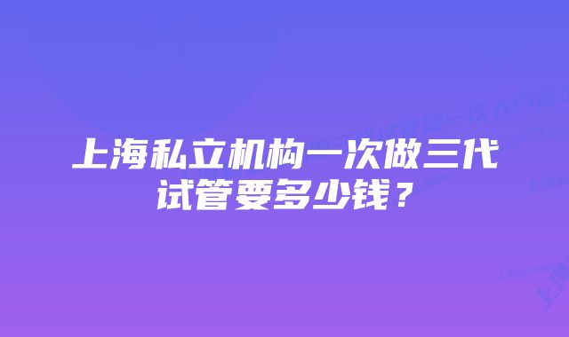 上海私立机构一次做三代试管要多少钱？