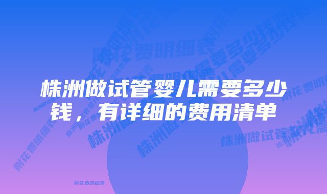 株洲做试管婴儿需要多少钱，有详细的费用清单