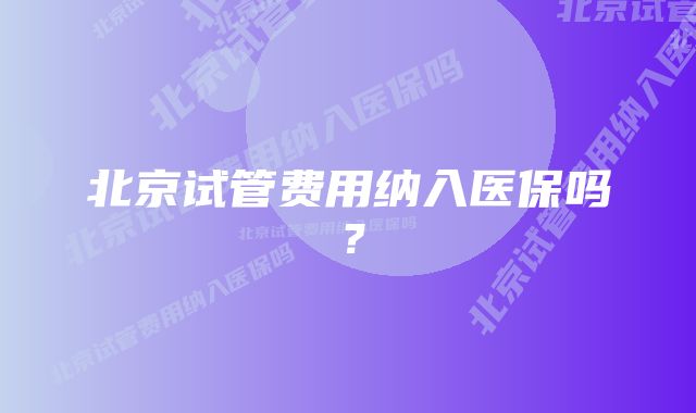 北京试管费用纳入医保吗？