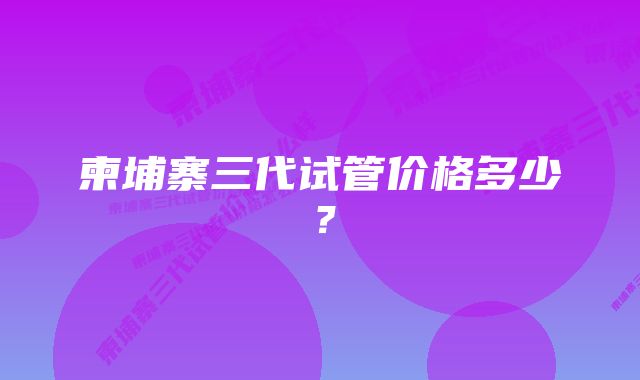 柬埔寨三代试管价格多少？