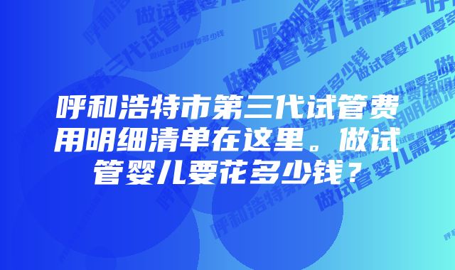 呼和浩特市第三代试管费用明细清单在这里。做试管婴儿要花多少钱？