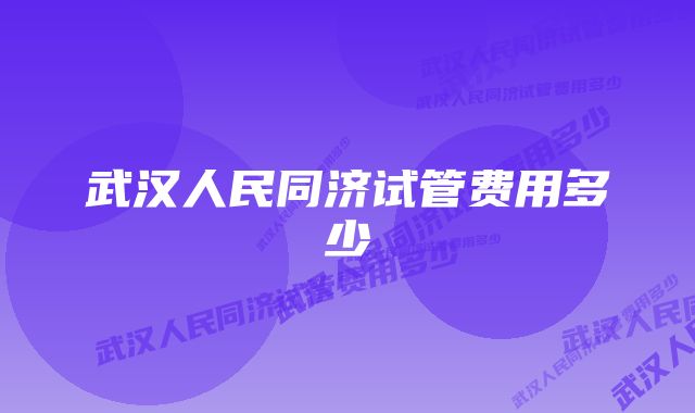 武汉人民同济试管费用多少