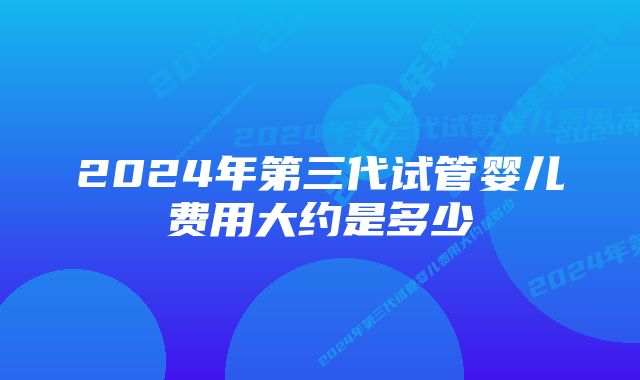 2024年第三代试管婴儿费用大约是多少