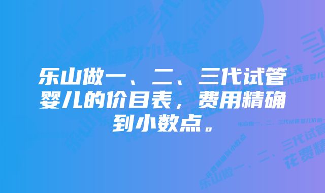 乐山做一、二、三代试管婴儿的价目表，费用精确到小数点。