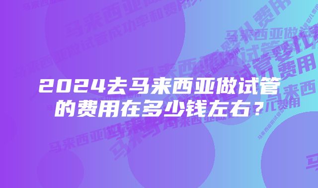 2024去马来西亚做试管的费用在多少钱左右？