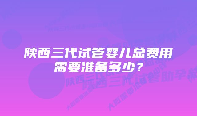 陕西三代试管婴儿总费用需要准备多少？