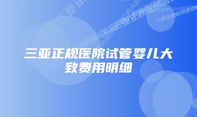 三亚正规医院试管婴儿大致费用明细