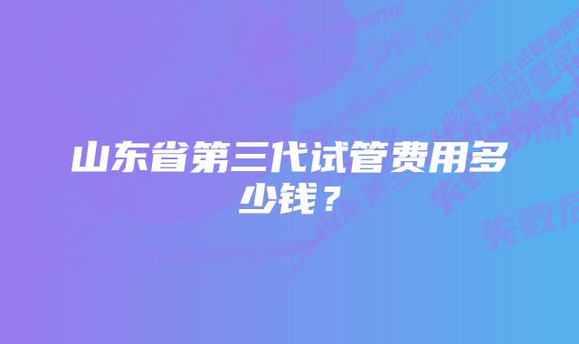 山东省第三代试管费用多少钱？