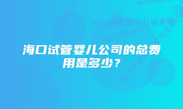 海口试管婴儿公司的总费用是多少？