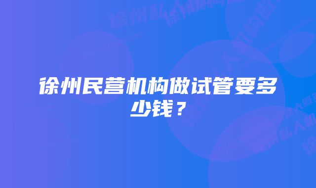 徐州民营机构做试管要多少钱？