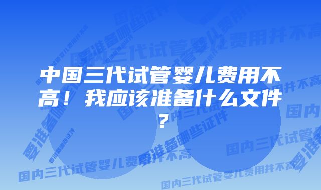 中国三代试管婴儿费用不高！我应该准备什么文件？